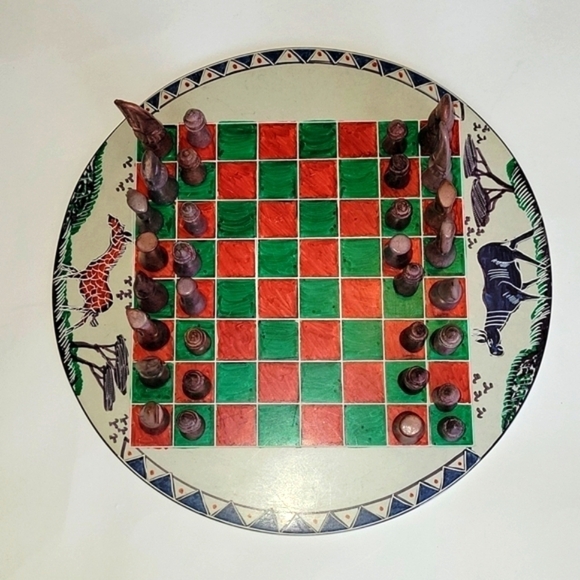 AFRICAN SOAPSTONE CHESS SET KENYAN, Safari vibes! - Picture 1 of 5